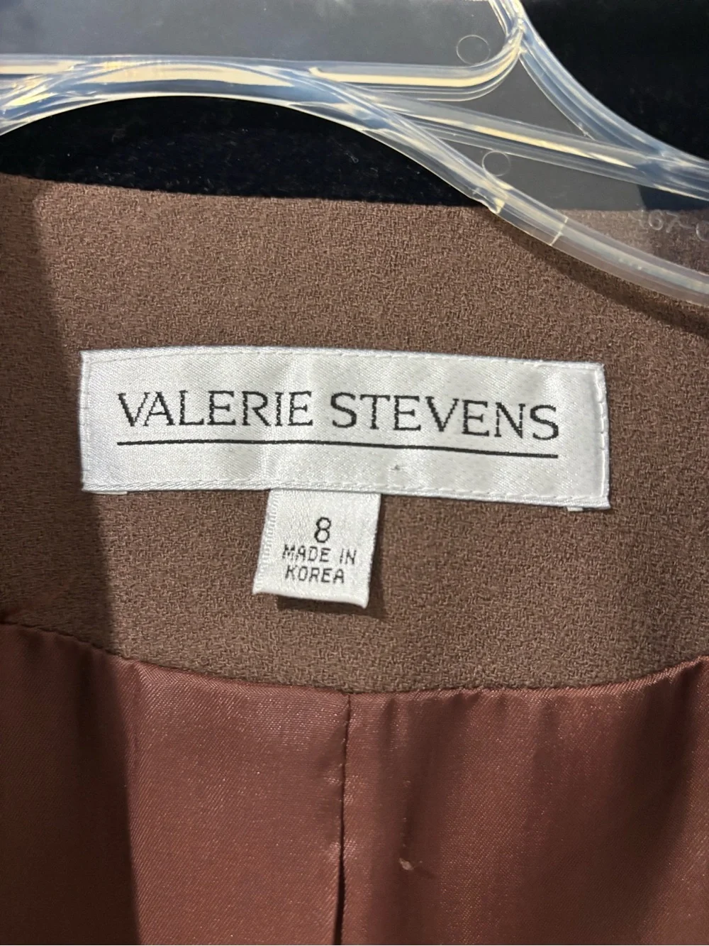 Valerie Stevens Brown Double-Breasted Blazer with Black Collar